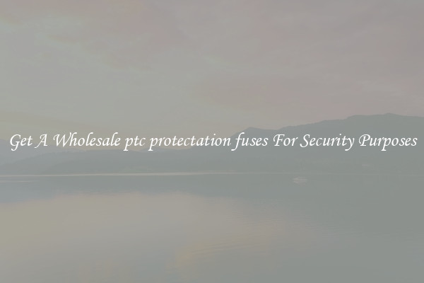 Get A Wholesale ptc protectation fuses For Security Purposes