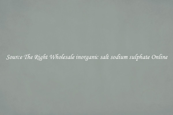 Source The Right Wholesale inorganic salt sodium sulphate Online