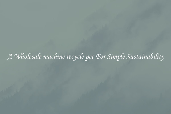  A Wholesale machine recycle pet For Simple Sustainability 